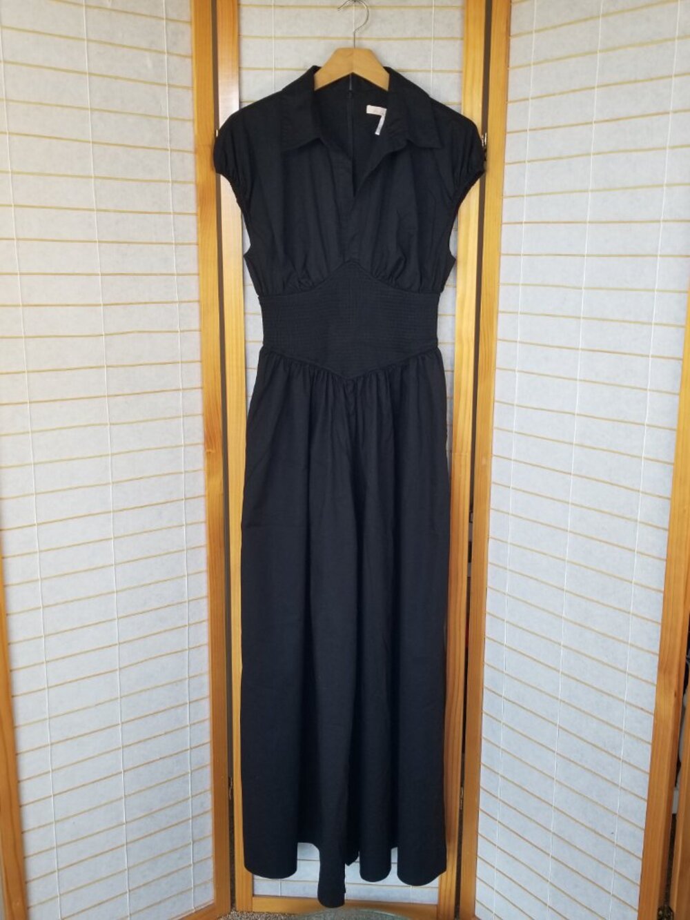 Anthropologie Hutch Wide-Leg Short-Sleeve V-Neck Jumpsuit Size Small In Black